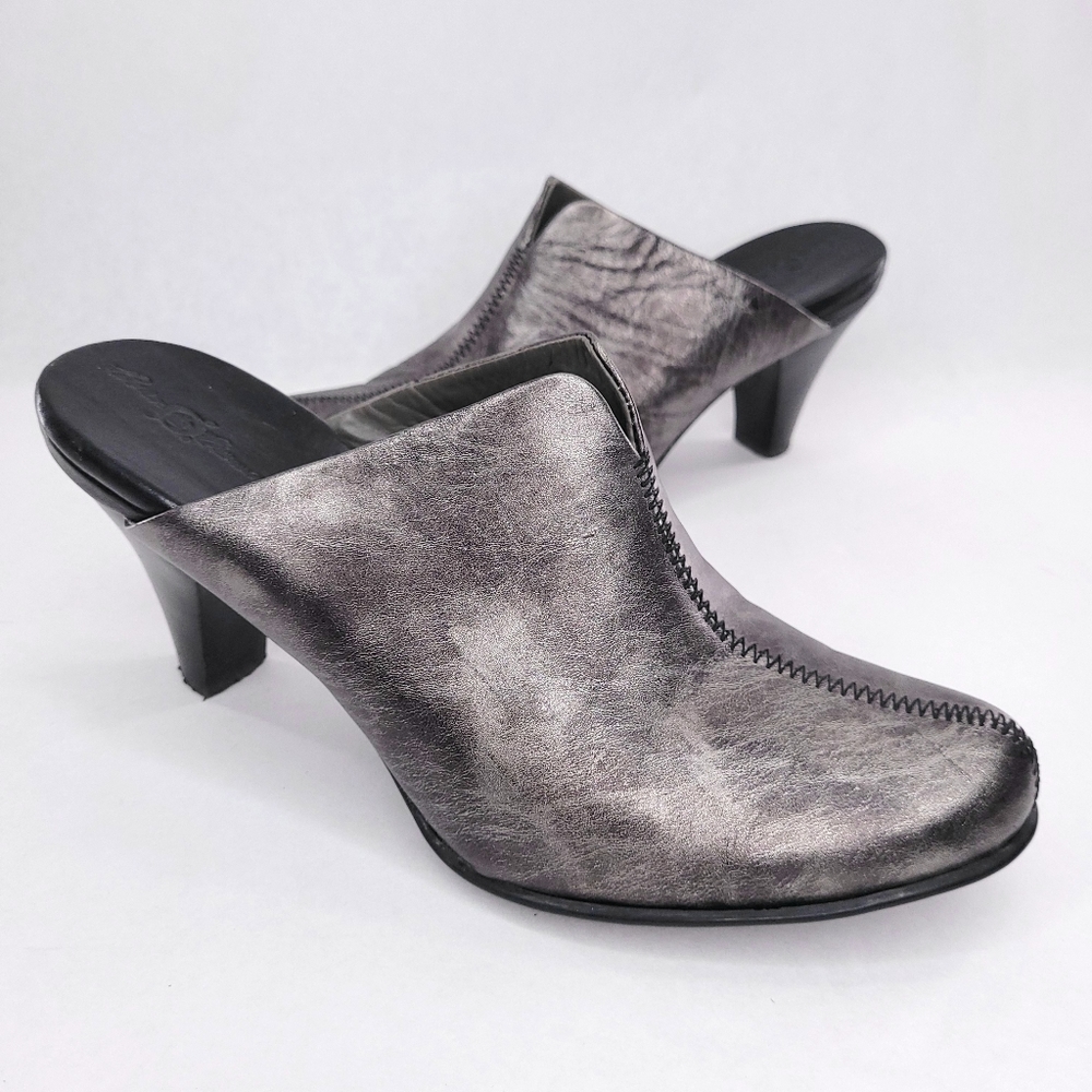 Born Metallic Pewter Leather Slide Heel | 10
